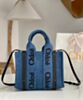 Chloe Small Woody Tote Bag Blue 2