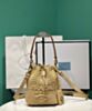 Prada Crochet And Leather Mini-bucket Bag 1BE068 Apricot 2