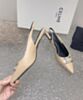 Celine Women's Alma Triomphe Slingback In Lambskin Khaki 7