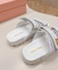 Miumiu Women's Matelasse Nappa Leather Slides White 9