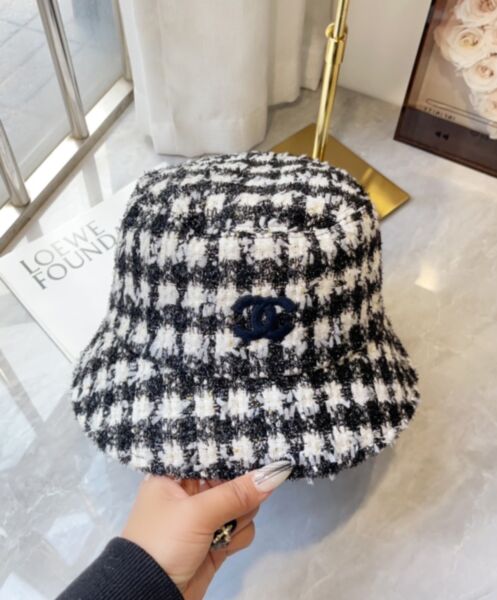 Not for sale: Chanel Plaid Wool Bucket Hat Black