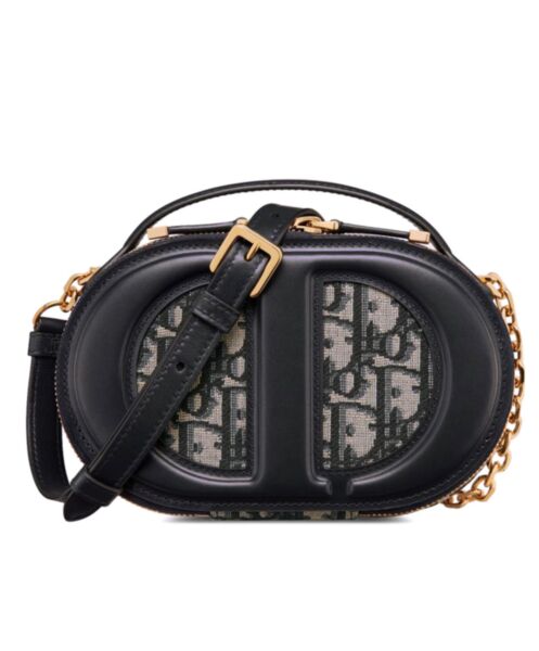 Dior CD Signature Oval Camera Bag Dark Blue