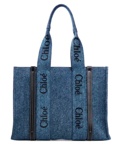 Chloe Medium Woody Tote Bag Blue