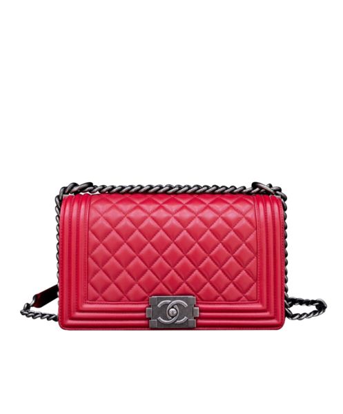 Chanel Lambskin Medium Boy Bag A67086 Red