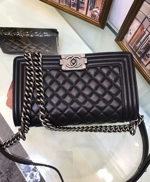 Chanel Lambskin Boy Bag A67086 Black