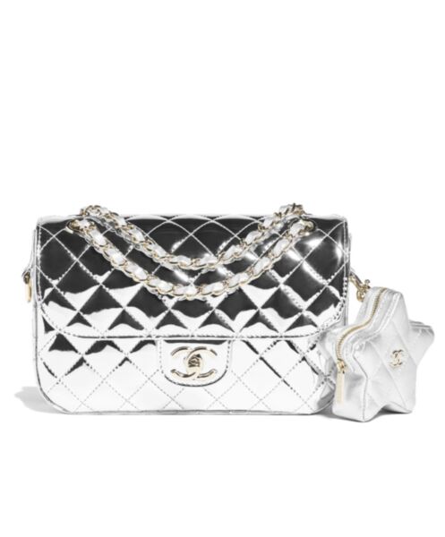 Chanel Flap Bag & Star Coin Purse AS4648 Silver