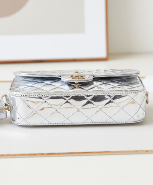 Chanel Flap Bag & Star Coin Purse AS4648 Silver 7