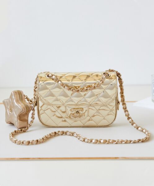 Chanel Mini Flap Bag & Star Coin Purse AS4646 Golden 2