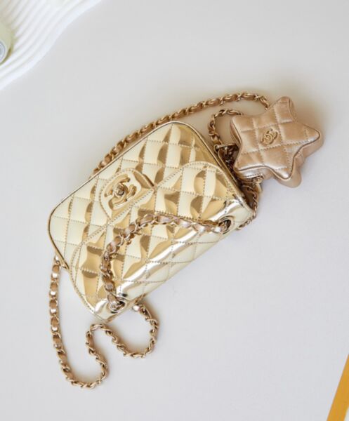 Chanel Mini Flap Bag & Star Coin Purse AS4646 Golden 4