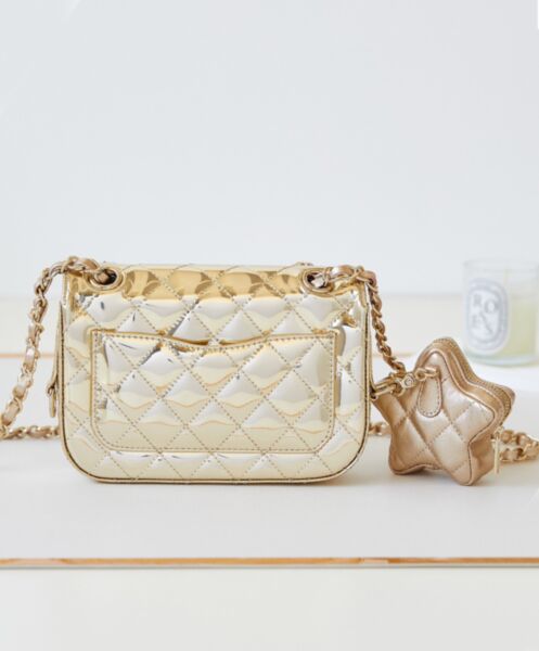 Chanel Mini Flap Bag & Star Coin Purse AS4646 Golden 5