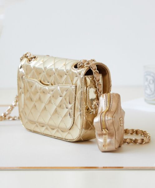 Chanel Mini Flap Bag & Star Coin Purse AS4646 Golden 6