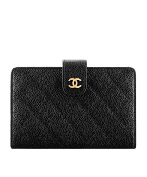 Chanel Caviar Quilted Zip Pocket Wallet Black