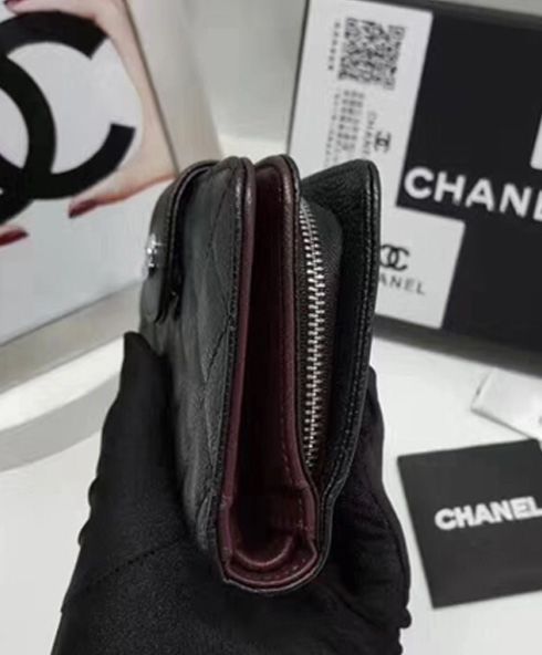 Chanel Caviar Quilted Zip Pocket Wallet Black