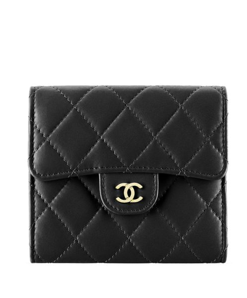 Chanel Lambskin Compact Flap Wallet Black