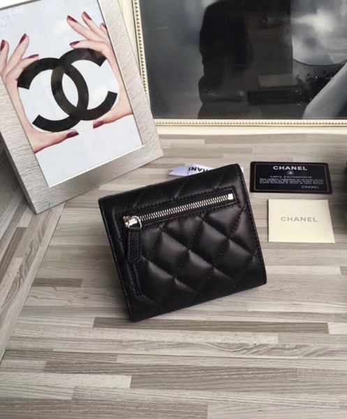 Chanel Lambskin Compact Flap Wallet Black