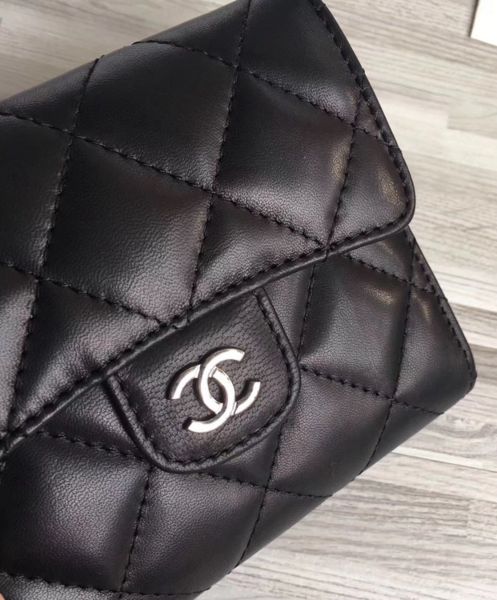 Chanel Lambskin Compact Flap Wallet Black