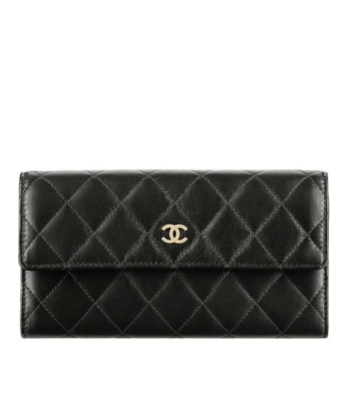 Chanel Rectangle Quilted Wallet in Lambskin Black