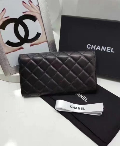 Chanel Rectangle Quilted Wallet in Lambskin Black