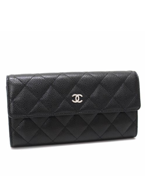 Chanel Quilted Flap Wallet in Caviar Black