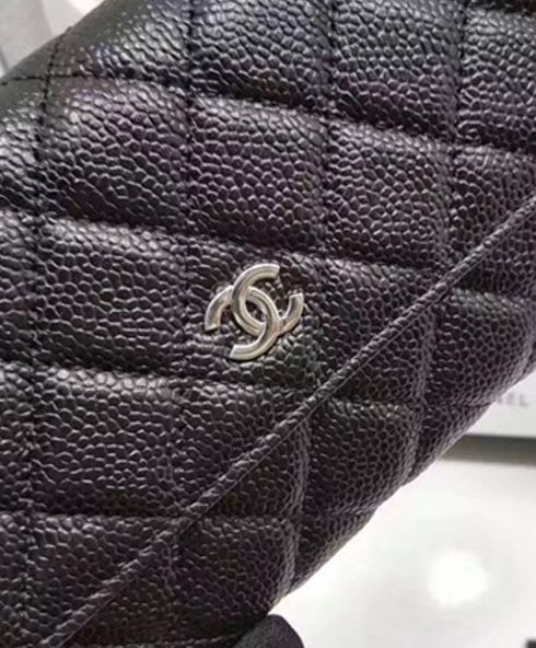 Chanel Quilted Flap Wallet in Caviar Black