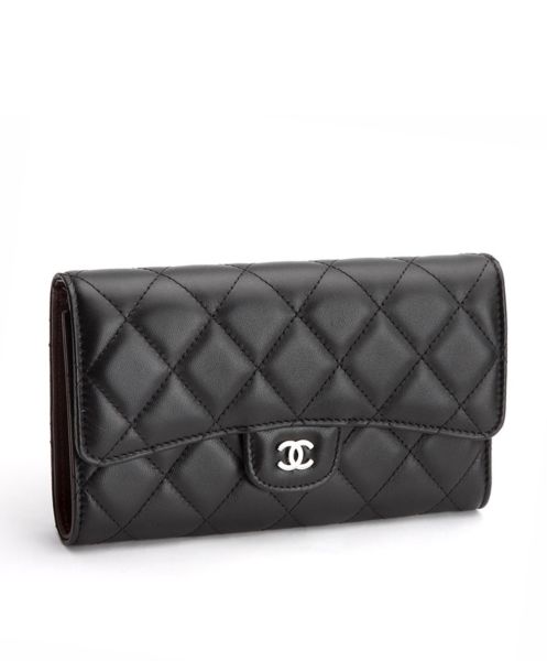 Chanel Lambskin Quilted Large Flap Wallet Black