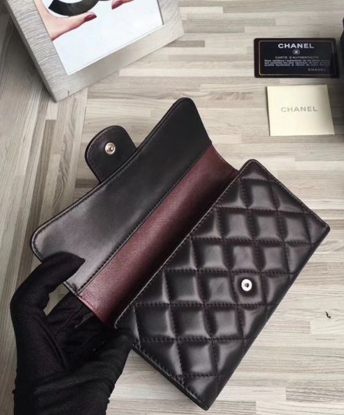 Chanel Lambskin Quilted Large Flap Wallet Black