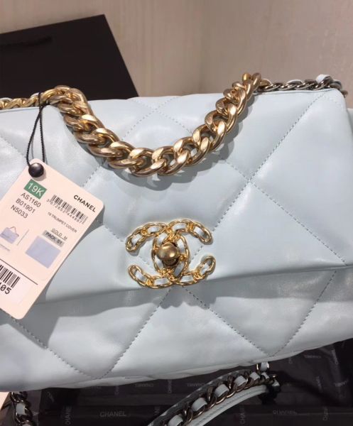 Chanel 19 Flap Bag AS1160 Light Blue