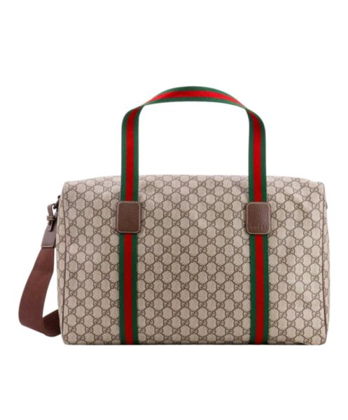 Gucci Large Duffle Bag With Web 758664 Dark Coffee