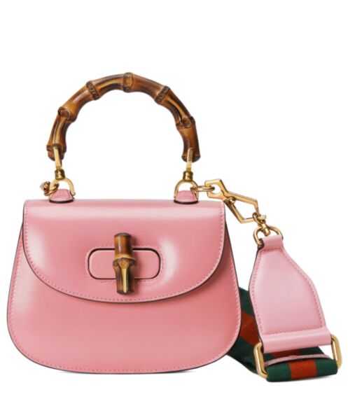 Gucci Mini Top Handle Bag With Bamboo 686864 Pink