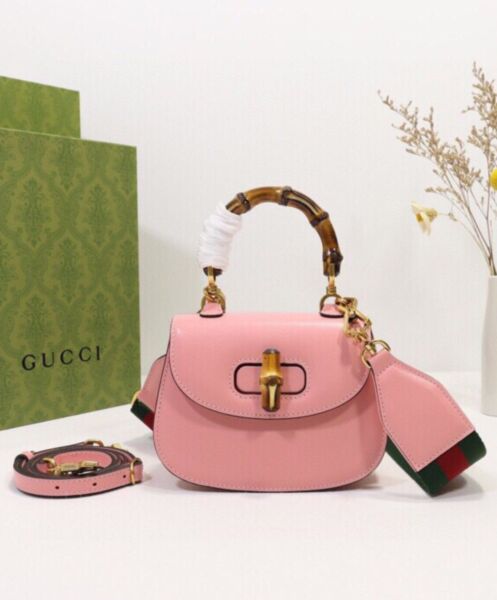 Gucci Mini Top Handle Bag With Bamboo 686864 Pink 2