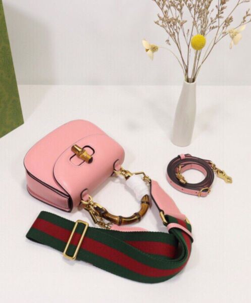 Gucci Mini Top Handle Bag With Bamboo 686864 Pink 4