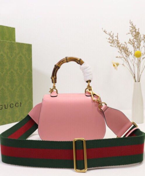 Gucci Mini Top Handle Bag With Bamboo 686864 Pink 5