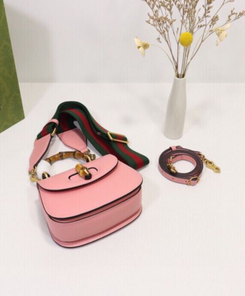 Gucci Mini Top Handle Bag With Bamboo 686864 Pink 6