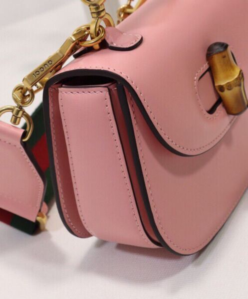 Gucci Mini Top Handle Bag With Bamboo 686864 Pink 9