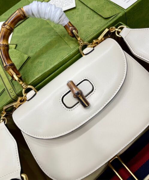 Gucci Small Top Handle Bag With Bamboo 675797 Cream 7