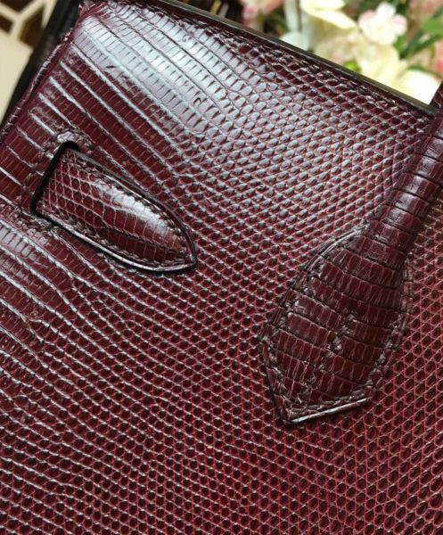 Hermes Birkin 30 Rouge Exotic Lizard Bag 