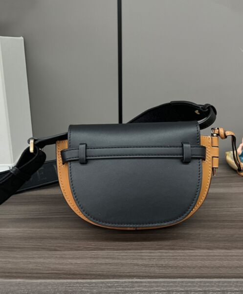 Loewe Mini Gate Dual Bag In Soft Calfskin And Jacquard Black 5