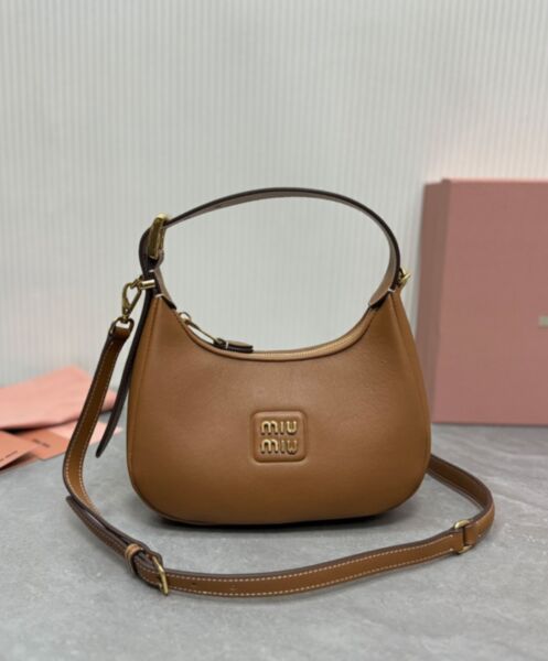 Miumiu Leather Hobo Bag 5BC161 Coffee 2