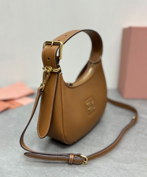 Miumiu Leather Hobo Bag 5BC161 Coffee 3