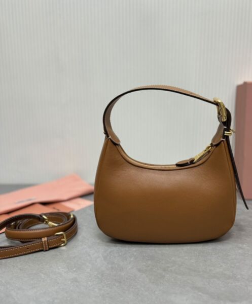 Miumiu Leather Hobo Bag 5BC161 Coffee 4