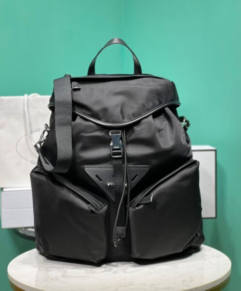 Prada Re-Nylon And Leather Backpack 2VZ108 Black 2