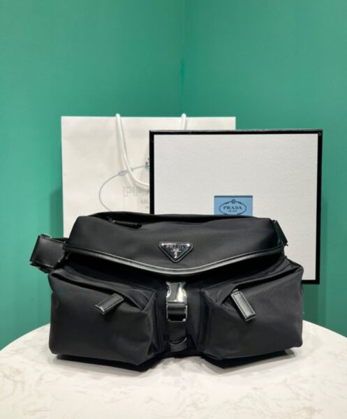 Prada Re-Nylon And Leather Shoulder Bag 2VH175 Black 2