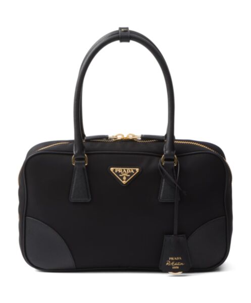 Prada Re-Edition 1978 Medium Re-Nylon And Saffiano Leather Two-Handle Bag 1BB115 Black