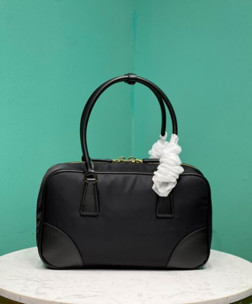 Prada Re-Edition 1978 Medium Re-Nylon And Saffiano Leather Two-handle Bag 1BB115 Black 4