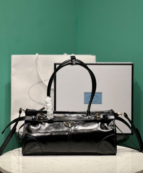 Prada Medium Leather Handbag 1BA426 Black 2