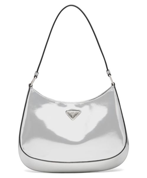 Prada Cleo Brushed Leather Shoulder Bag 1BC499 Silver