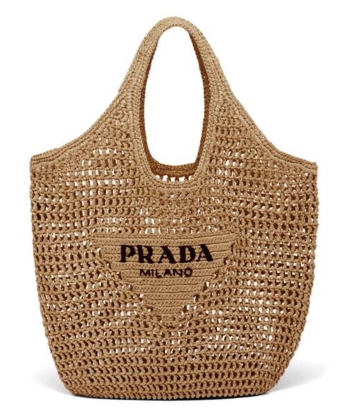 Prada Raffia Tote Bag Apricot