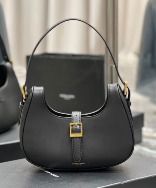 Saint Laurent Le Fermoir Hobo Bag In Shiny Leather 672615 Black 2