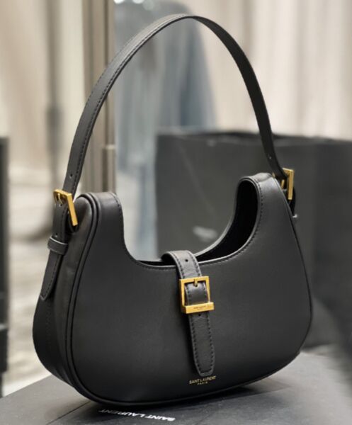 Saint Laurent Le Fermoir Hobo Bag In Shiny Leather 672615 Black 3