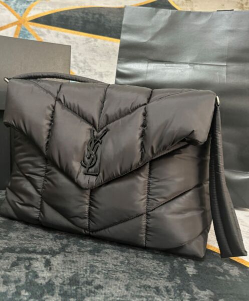 Saint Laurent Puffer Messenger Bag In Econyl Regenerated Nylon Black 3